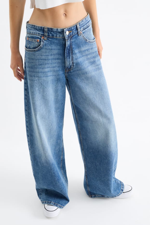 Damen - Wide Leg Jeans - Low Waist - jeansblau