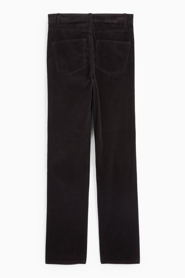 Femmes - Pantalon en velours côtelé - high waist - straight fit - noir