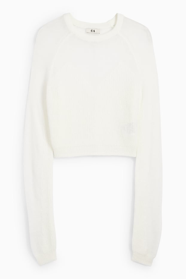 Donna - Maglione dal taglio corto - bianco