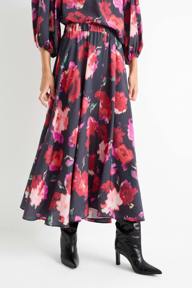 Women - Skirt - floral - black