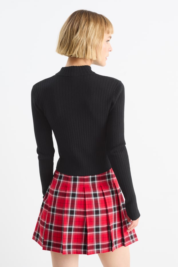 Dona - Jersei crop - acanalat - negre