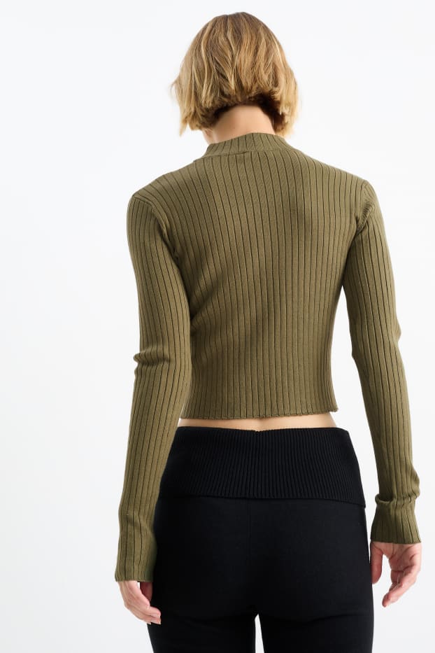 Dona - Jersei crop - acanalat - caqui