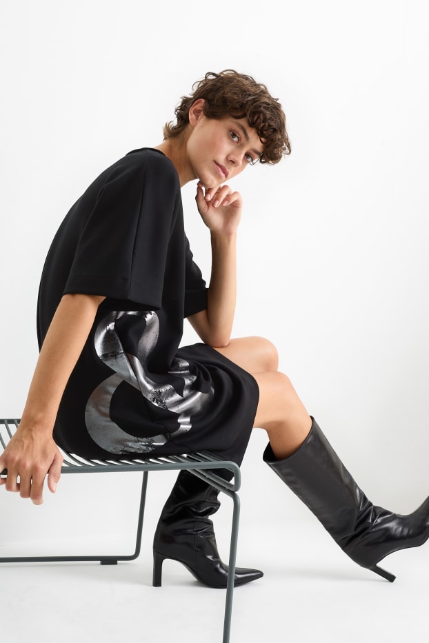 Women - T-shirt - dress - black