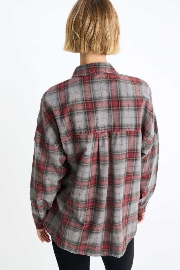 Donna - Blusa - a quadretti - grigio