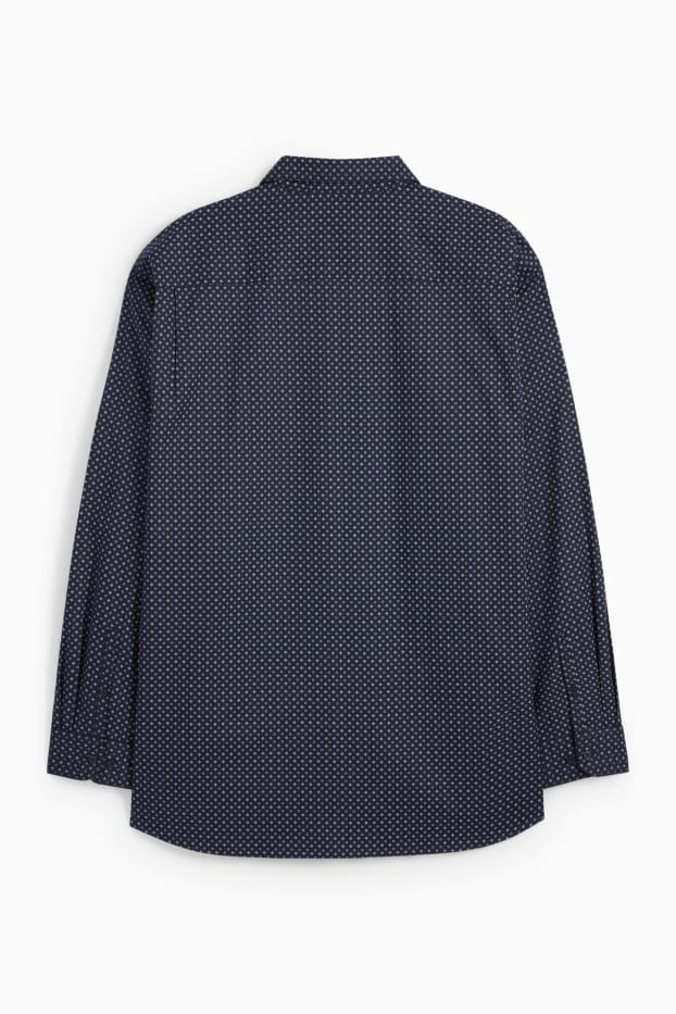 Bărbați - Cămașă - regular fit - guler Kent - ușor de călcat - print minimalist - albastru închis