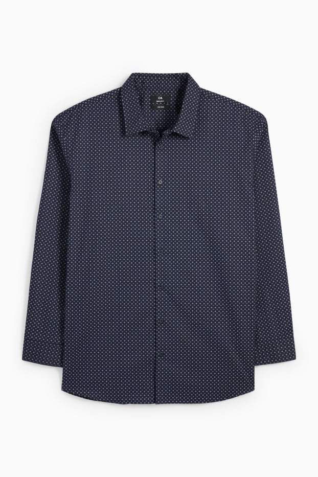 Bărbați - Cămașă - regular fit - guler Kent - ușor de călcat - print minimalist - albastru închis