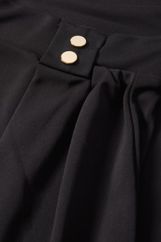 Damen - Jersey-Hose - High Waist - Wide Leg - schwarz