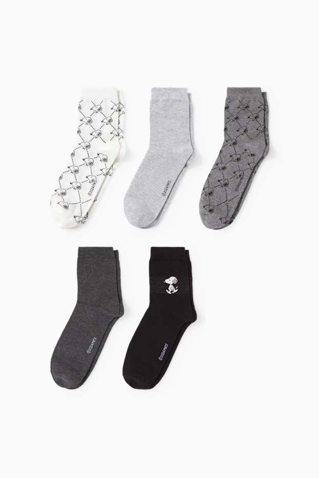 Damen - Multipack 5er - Socken mit Motiv - Snoopy - weiss