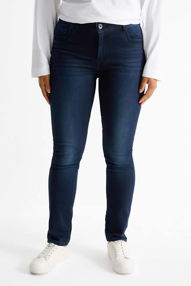 Damen - Slim Jeans - Mid Waist - Jog Denim - dunkeljeansblau