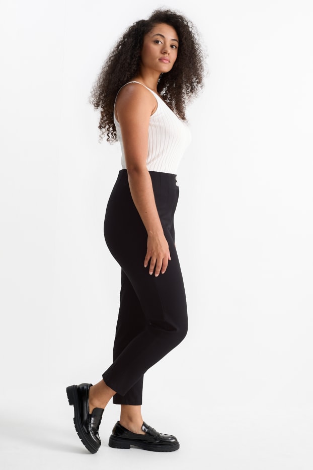 Femei - Pantaloni de stofă - talie înaltă - slim fit - negru