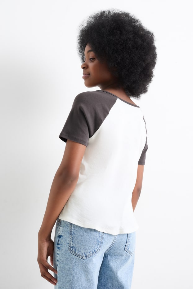 Copii - Fete - New York - tricou cu mânecă scurtă - alb / gri