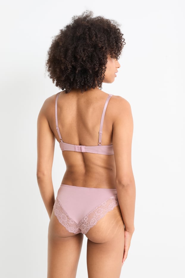 Donna - Reggiseno con ferretti - PLUNGE - imbottito - rosa scuro