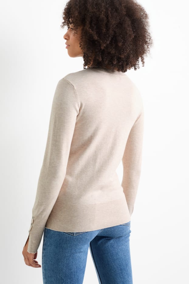 Femmes - Pull en fine maille - beige