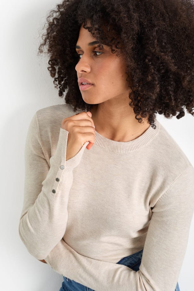 Femmes - Pull en fine maille - beige