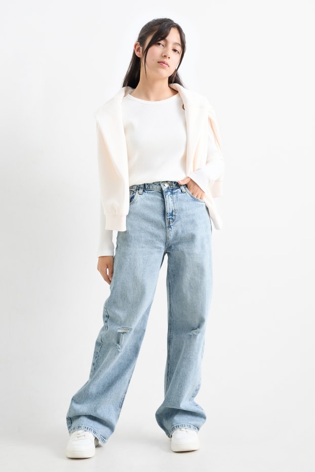 Kinder Mädchen - Wide Leg Jeans - helljeansblau