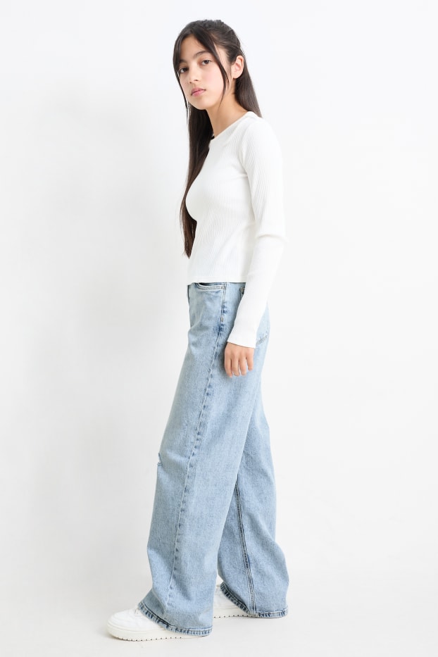 Kinder Mädchen - Wide Leg Jeans - helljeansblau