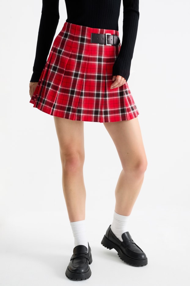 Damen - Skort - kariert - rot