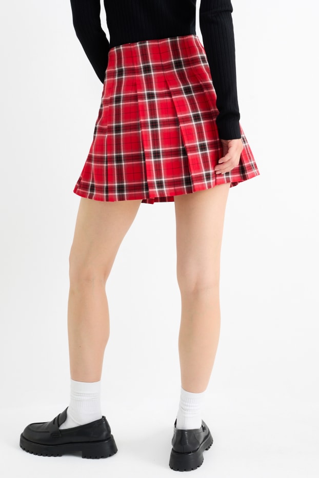 Damen - Skort - kariert - rot