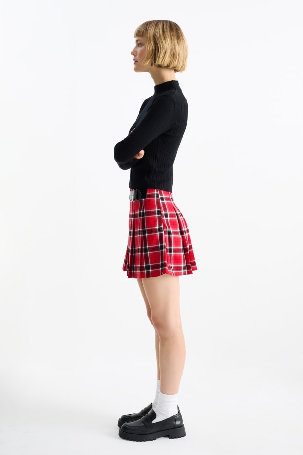Damen - Skort - kariert - rot