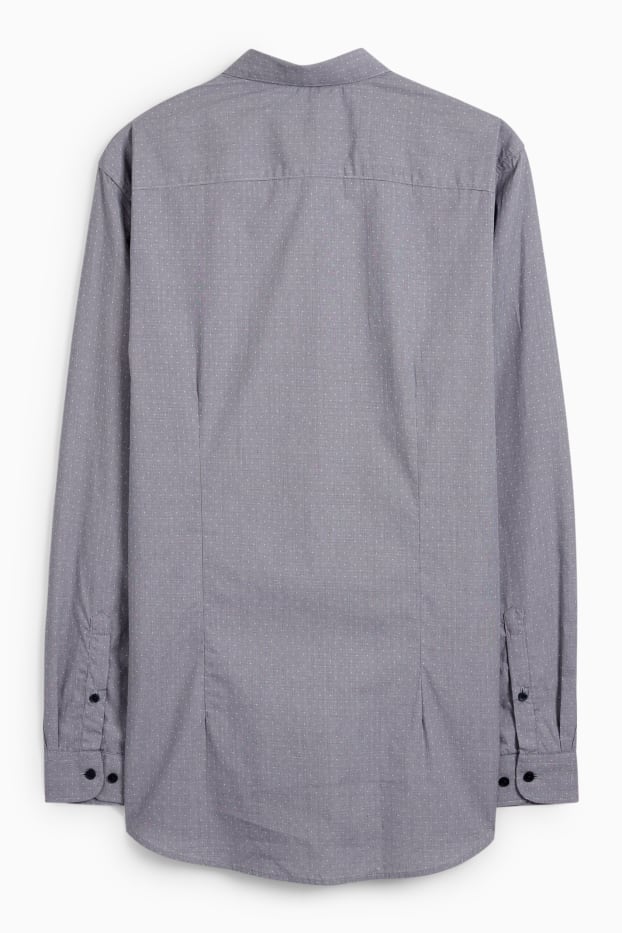 Hommes - Chemise de bureau - slim fit - col Kent - à pois - gris