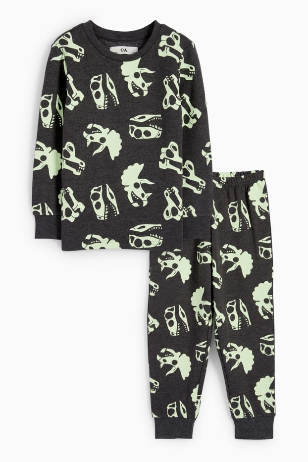 Copii - Băieți - Halloween - dinozaur - pijama - 2 piese - Glow in the dark - gri închis