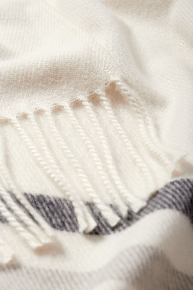 Femmes - Poncho - à carreaux - blanc crème