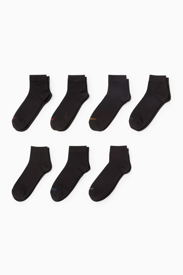 Heren - Set van 7 paar - korte sokken - zwart