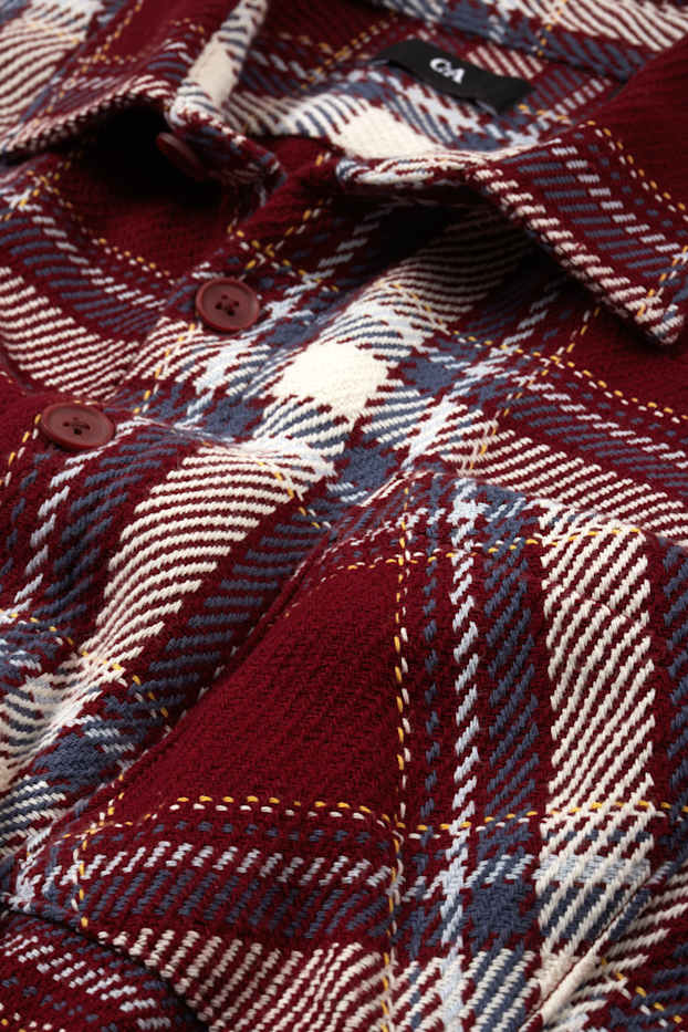 Hommes - Veste-chemise - à carreaux - rouge foncé