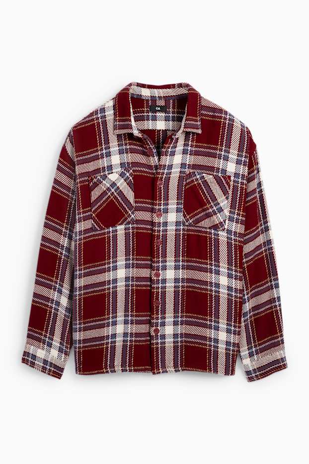 Hommes - Veste-chemise - à carreaux - rouge foncé