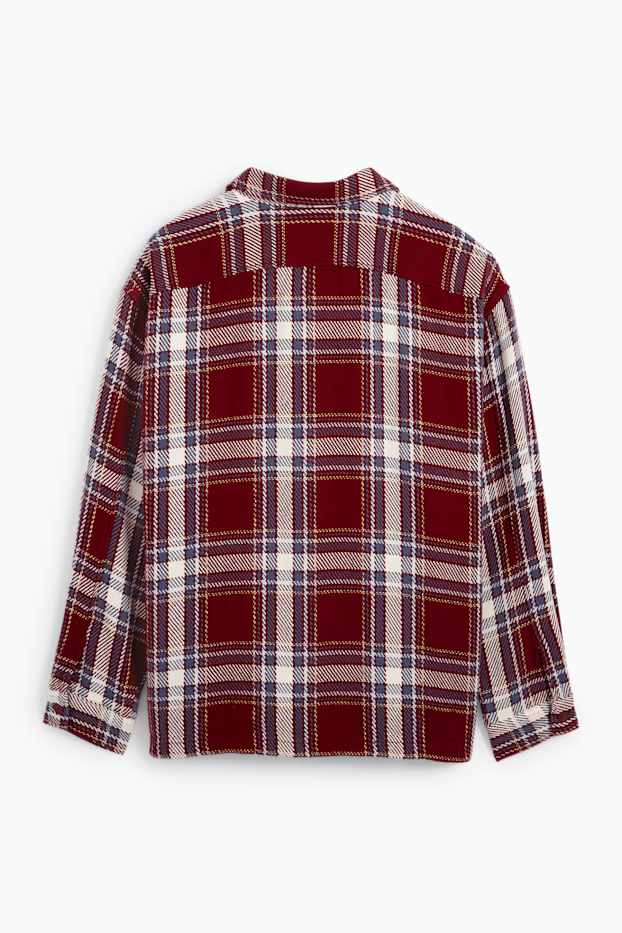 Hommes - Veste-chemise - à carreaux - rouge foncé