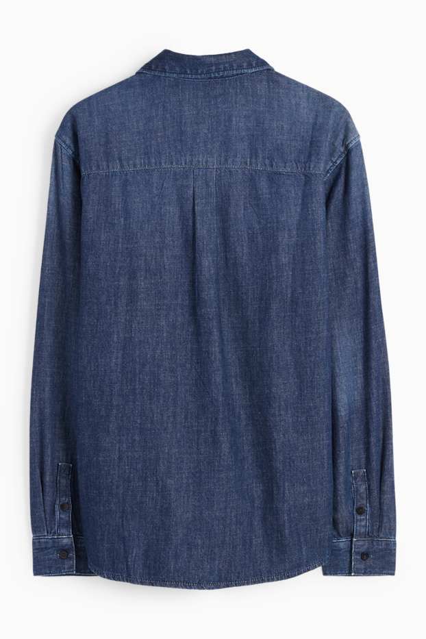 Hommes - Chemise en jean - regular fit - col kent - jean bleu foncé