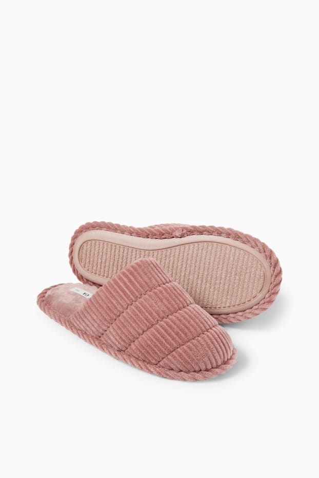 Femmes - Chaussons en velours côtelé - rose