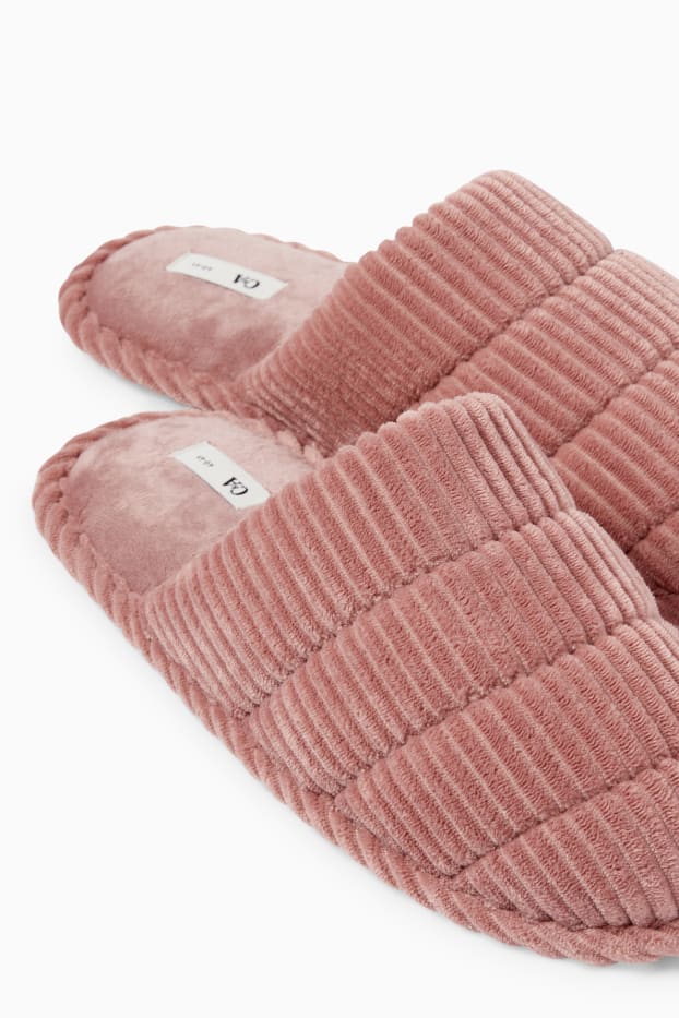 Femmes - Chaussons en velours côtelé - rose