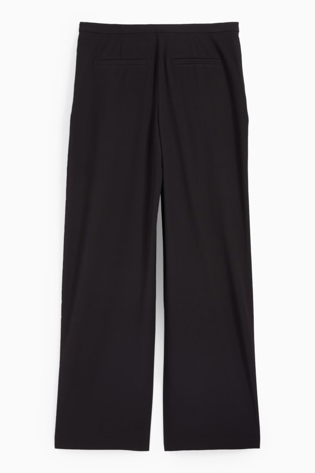 Damen - Stoffhose - Low Waist - Wide Leg - schwarz