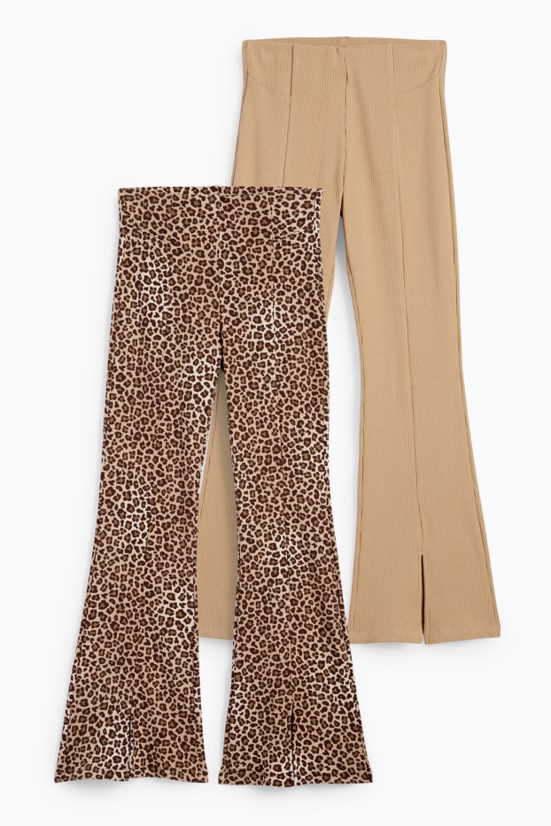 Enfants filles - Lot de 2 - flared leggings - à motif - beige