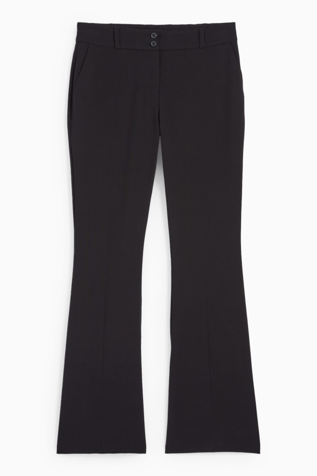 Dona - Pantalons de tela - mid waist - flared fit - negre