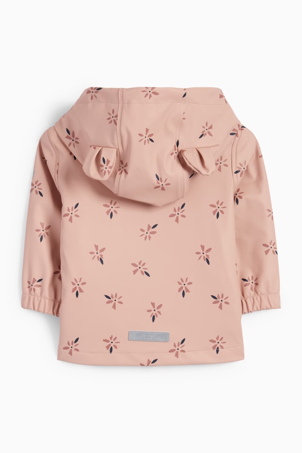 Baby Mädchen - Blümchen - Baby-Jacke mit Kapuze - wasserdicht - dunkelrosa