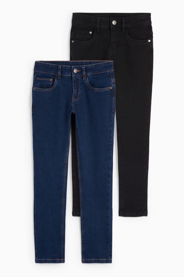 Kinderen: jongens - Set van 2 - skinny jeans - jeansdonkerblauw