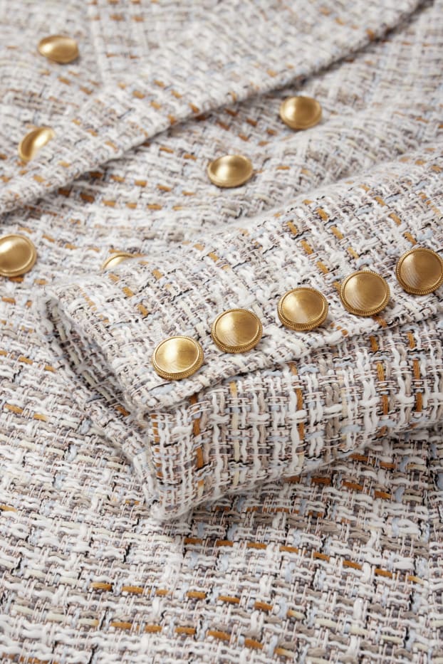 Women - Business blazer - fitted - patterned - light beige