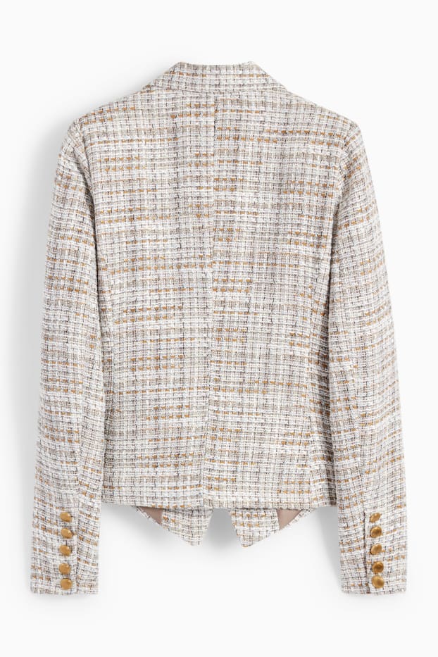 Women - Business blazer - fitted - patterned - light beige