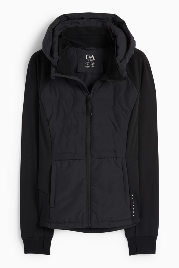 Femmes - Veste chaude de sport à capuche - noir
