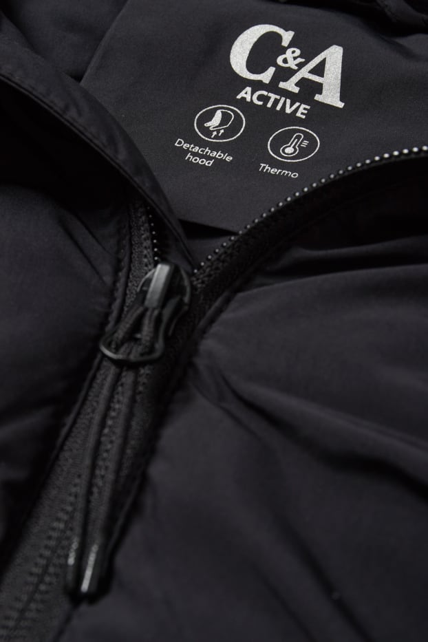 Femmes - Veste chaude de sport à capuche - noir