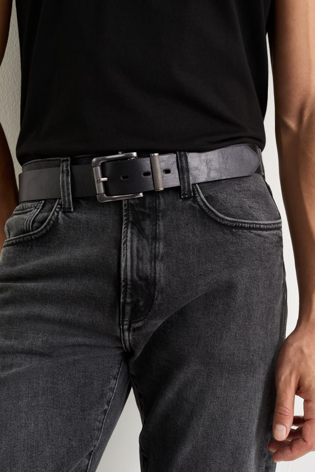 Uomo - Cintura - similpelle - nero