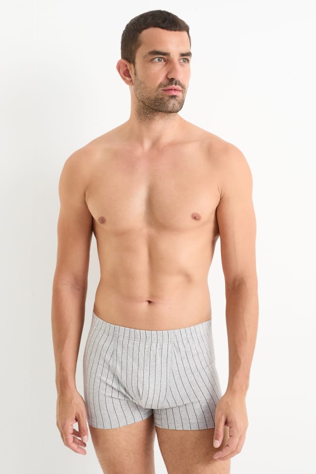 Hommes - Lot de 3 - boxers - à rayures - gris