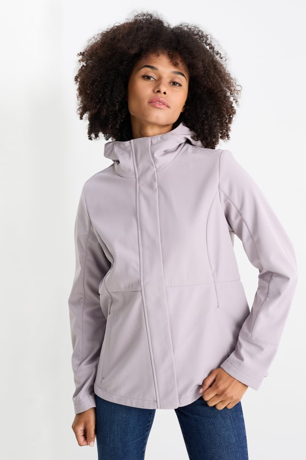 Dona - Jaqueta softshell amb caputxa - impermeable - 4 Way Stretch - violeta clar