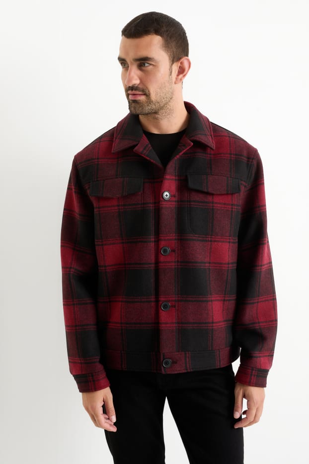Hommes - Veste-chemise - à carreaux - rouge foncé