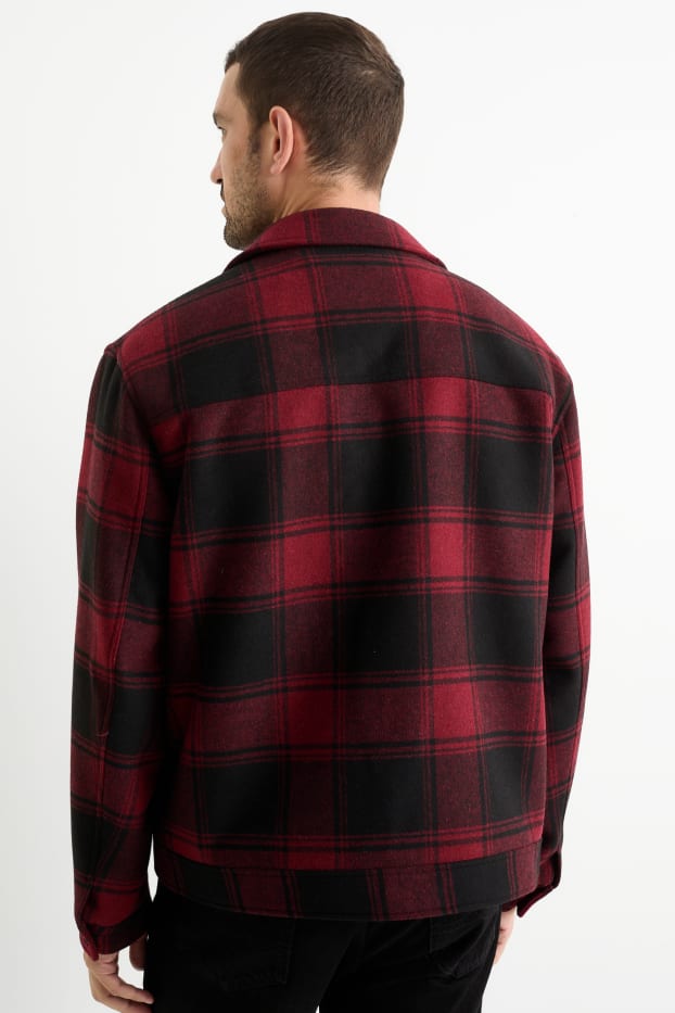 Hommes - Veste-chemise - à carreaux - rouge foncé