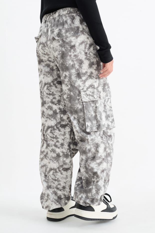 Children Girls - Balloon jeans - patterned - black / white