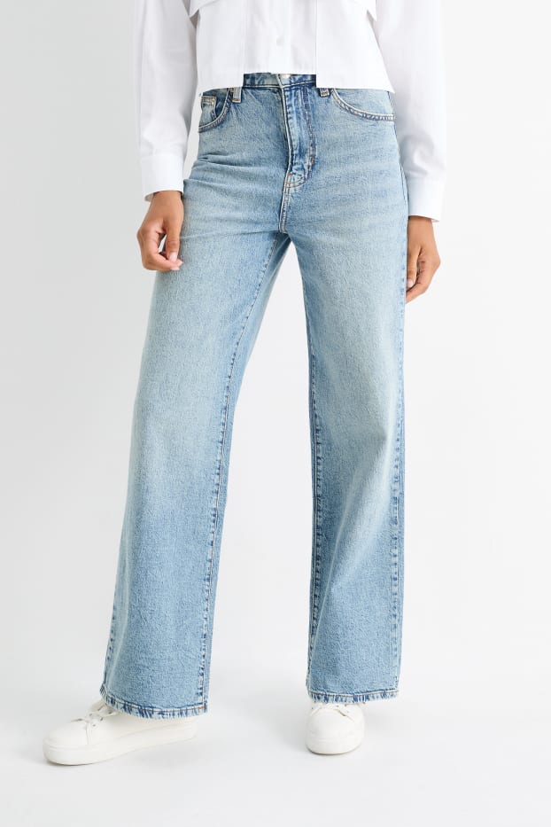 Damen - Wide Leg Jeans - High Waist - helljeansblau
