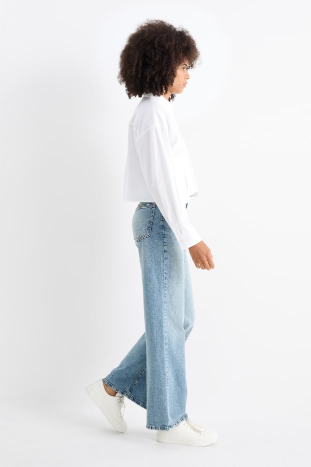Damen - Wide Leg Jeans - High Waist - helljeansblau